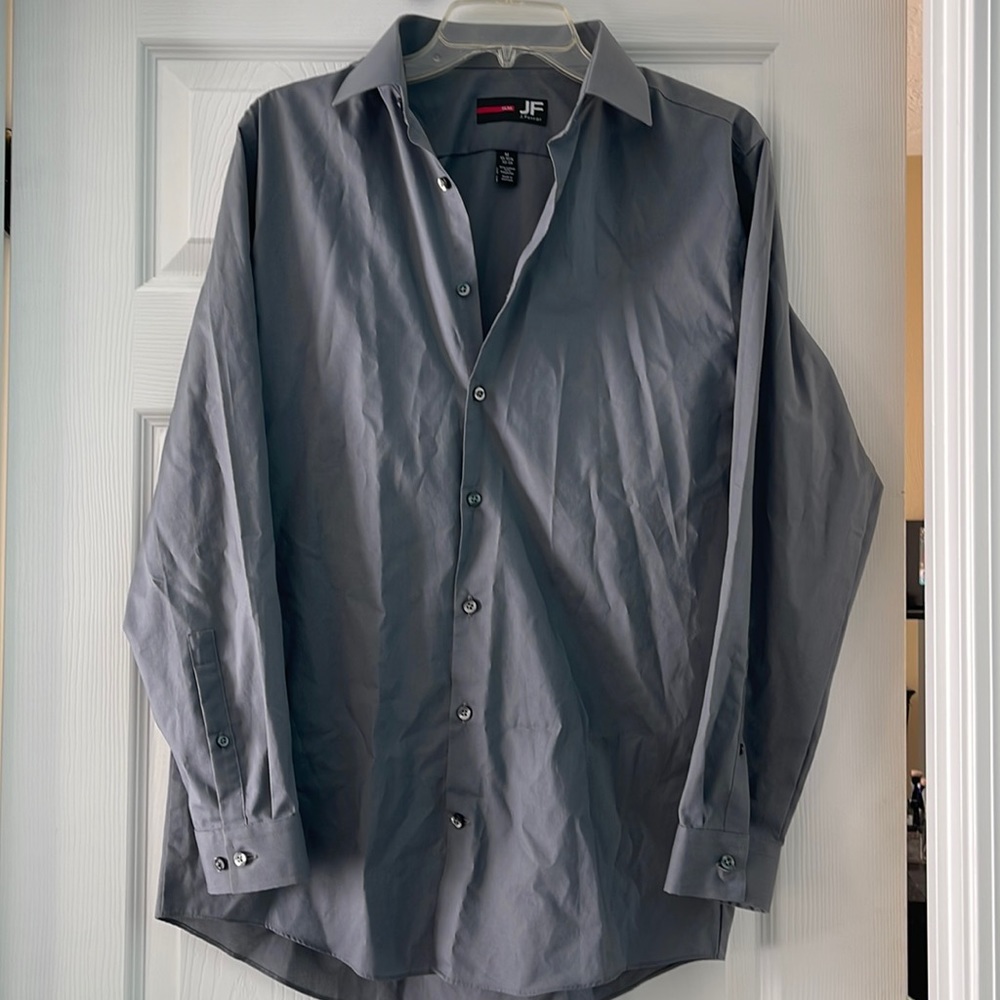 J. Ferrar Slim Charcoal Grey Classy Men’s Dress Shirt